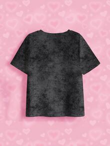 THE POWERPUFF GIRLS X SHEIN Tween Girl Letter Cartoon Print Short Sleeve Casual T-Shirt - White - View 8