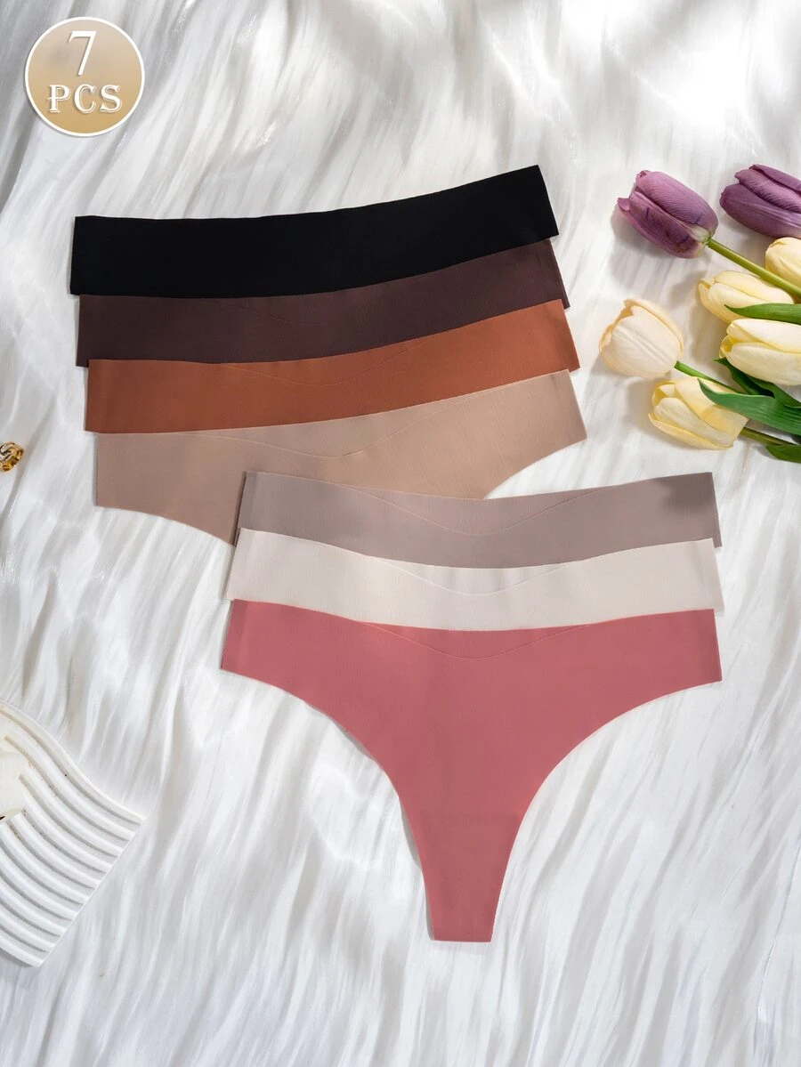 SHEIN 1pc Comfortable Seamless Thong Panties For Women And Girls - Multicolor - View 1