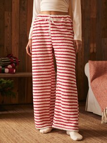 Lullawish Women's Casual Comfortable Striped Loungewear Bottoms - Beige - View 1