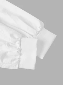 SHEIN MOD Pankou 長袖不對稱門襟襯衫 - 白色 - 查看 4