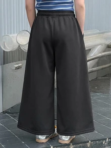 Dazy Kids 女童秋季服飾 彈性腰針織長褲 - 深灰色 - 查看 3