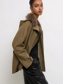 Maija Women's Plush Patchwork Casual Versatile Daily Outing Long Sleeve Jacket,Going Out Outfis - Khaki - View 1