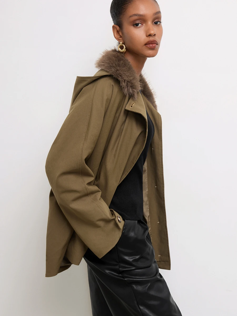 Maija Women's Plush Patchwork Casual Versatile Daily Outing Long Sleeve Jacket,Going Out Outfis - Khaki - View 1
