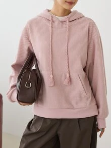 Dazy-Less Women's Versatile Long Sleeve Hooded Sweatshirt With Pockets For Daily Wear - Pink - View 7