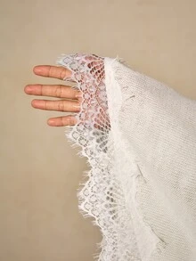 Poéselle Women's Soft Style Lace Patchwork Fashion Sweater - White - View 8