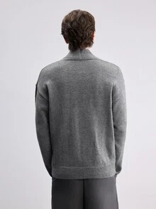 RONVEXI Men's Solid Color Casual Versatile Daily Wear Cardigan - Grey - View 3