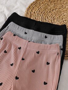 SHEIN Playful Pals 3件/包 女嬰純色長褲，簡約時尚，適合外出，春秋穿著，舒適風格 - 彩色 - 查看 4