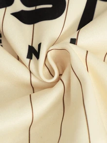 SHEIN 青少年女孩長袖抓絨秋季服飾拼色條紋字母印花運動衫，秋季假日穿搭毛衣 - 棕色 - 查看 7
