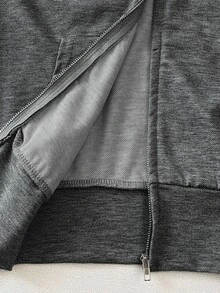 Elamini Women's Autumn Vintage Print Slim Fit Cinched Waist Hooded Cropped Sweatshirt - Grey - View 3