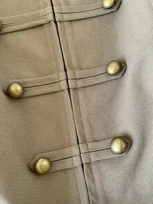 Comfortcana Women's Long Sleeve Button-Up Solid Color Napoleon Military Jacket, Halloween - Army Green - View 8