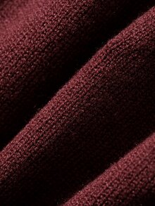 DAZY Solid Color Fitted Pleated Halter Neck Straight Neckline Elegant Vacation Korean Style Autumn/Winter Women's Sweater - Burgundy - View 9