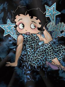 Betty Boop x SHEIN 大尺碼女款五角星紮染印花長袖圓領運動衫 - 白色 - 查看 5