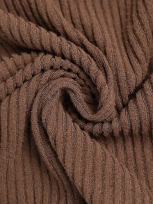 EMERY ROSE Women's 2 In 1 Long Sleeve Casual Ribbed T-Shirt - Coffee Brown - View 8