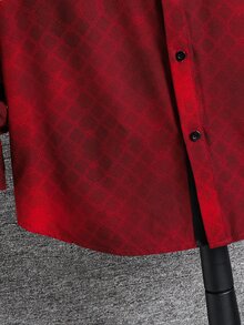SHEIN Teen Boys Vintage Fashion Plaid Shirt - Burgundy - View 3