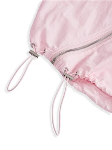 ROMWE Street Life Street Style Pink Nylon Outdoor Letter Print Cropped Jacket & Skirt Two Pieces Set For Women - Baby Pink - View 4