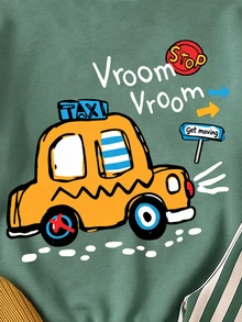 Street Style Boys 2 Pieces Set, Cartoon Car Pattern Crew Neck Sweatshirt With Digital Print Sweatpants, Autumn/Winter Casual Kids Outfit - Multicolor - View 3
