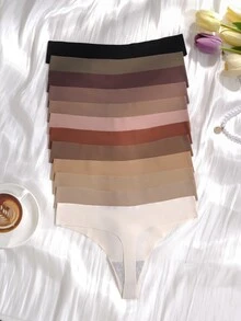 SHEIN 1pc Comfortable Seamless Thong Panties For Women And Girls - Multicolor - View 2