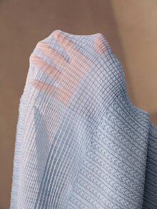 Anewsta 女款拼接網紗透視時尚優雅針織上衣 - 淺藍色 - 查看 8