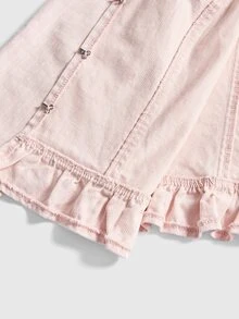 ROMWE Vintage Distressed Y2K Sweet Pink Napoleon Style Women's Denim Jacket And Coat - Baby Pink - View 5