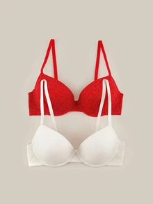 Bralution Women's Solid Color Spaghetti Strap Back Closure Basic Everyday Bra - Multicolor - View 5