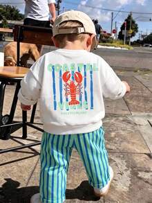 Young Boys Cute White Boys' Autumn Sweatshirt And Striped Athletic Set (2 Pieces Set) Suitable For Autumn And Winter - Multicolor - View 4