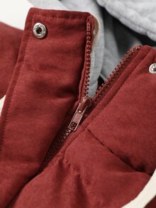 Linhara Plus Size Autumn/Winter Sleeveless Vest With Detachable Hood Cotton Padded - Rust Brown - View 5
