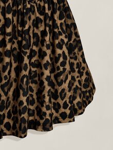 SHEIN ICON Women's Plus Size Leopard Print Contrast Lace Cami Dress - Brown - View 8