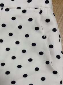 Penseblé Polka Dot Suit 2 Pieces Set, Matching Fabric Top And Bottom Design, Blending Professional Commuter Style With Retro Fashion. Suitable For Office Commute, Business Reception, And Casual Wear For Mature Women, Combining Formal And Looks. - Black and White - View 7