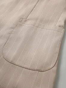 Manfinity Mode Men's Pocket Button Long Sleeve Jacket And Striped Long Pants Suit Set - Khaki - View 3