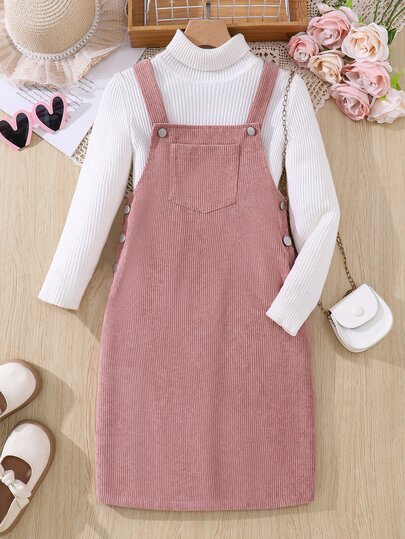 SHEIN Tween Girls Solid Color Camisole Mini Dress & Fashionable High Waist Design, Camisole Style, Casual, Vacation, Outfit