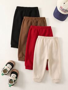 SHEIN 4pcs/Set Baby Boy & Girl Cute Autumn/Winter Casual Versatile Solid Color Elastic Waist Long Pants, All-Match Joggers Multi-Pack - Multicolor - View 2