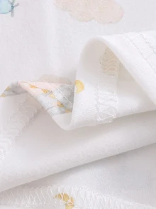 Cozy Pixies 新生兒嬰兒水彩卡通動物熱氣球圖案 溫暖優雅拼色長袖上衣與長褲家居服 - 藍色 - 查看 7