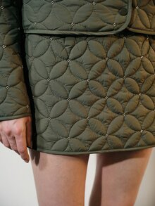Aveloria Modichic Premium Beaded Embroidery Quilted Top & Skirt 2 Pieces Set, Lightweight Cotton Outfit - Army Green - View 4