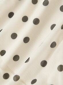SHEIN MOD Women's 2pcs Solid Color & Polka Dot Asymmetrical Shoulder T-Shirts - Brown - View 4