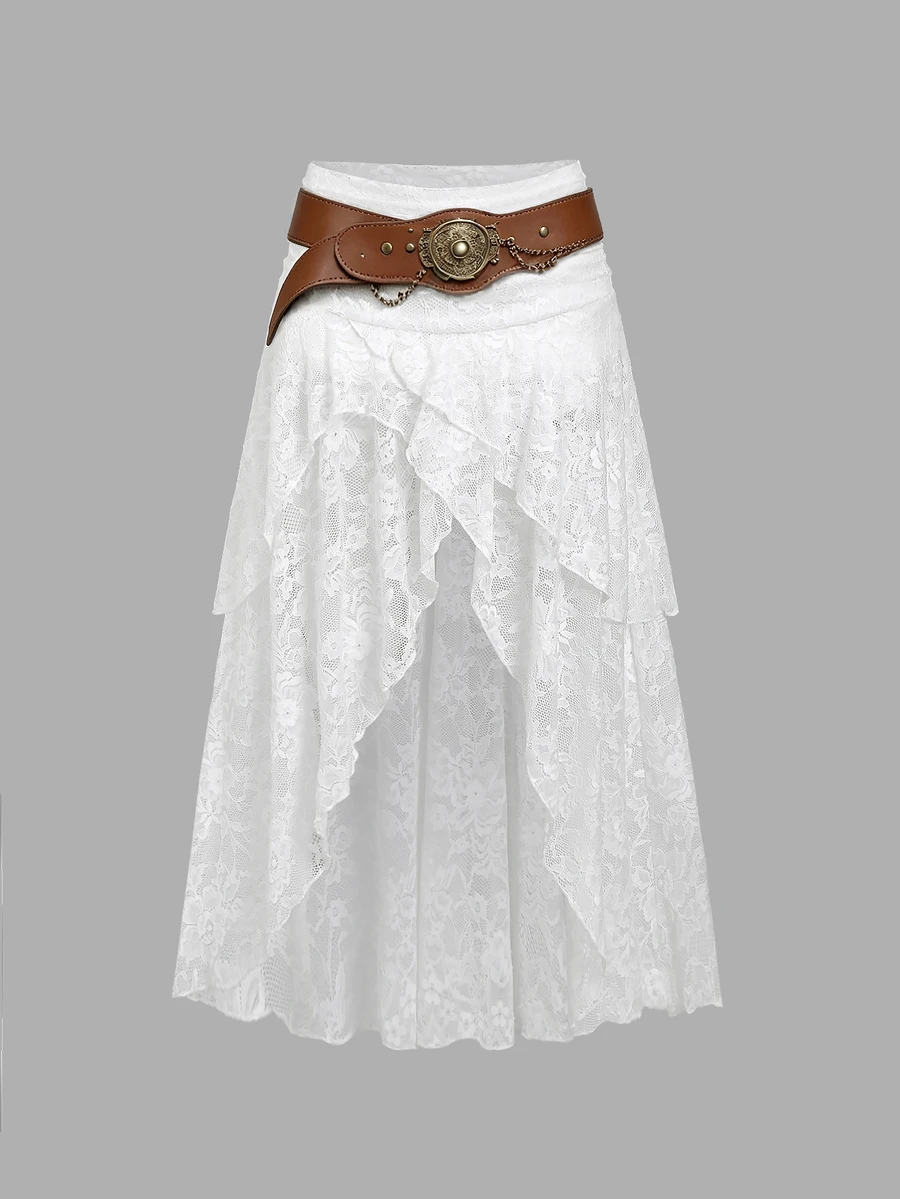 Sweetra Autumn/Winter Fashion Design New French Romantic Multi-Layer Slimming Asymmetrical Hem Short Skirt For Women - White - View 1