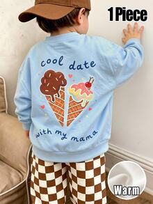 1pc Boys Casual Long Sleeve Crew Neck Sweatshirt, Cute Ice Cream Print, Suitable For Daily Wear, Outings, Autumn/Winter - Multicolor - View 3