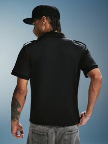PAVTROS 男士軍裝風短袖休閒 Polo 衫 - 彩色 - 查看 2