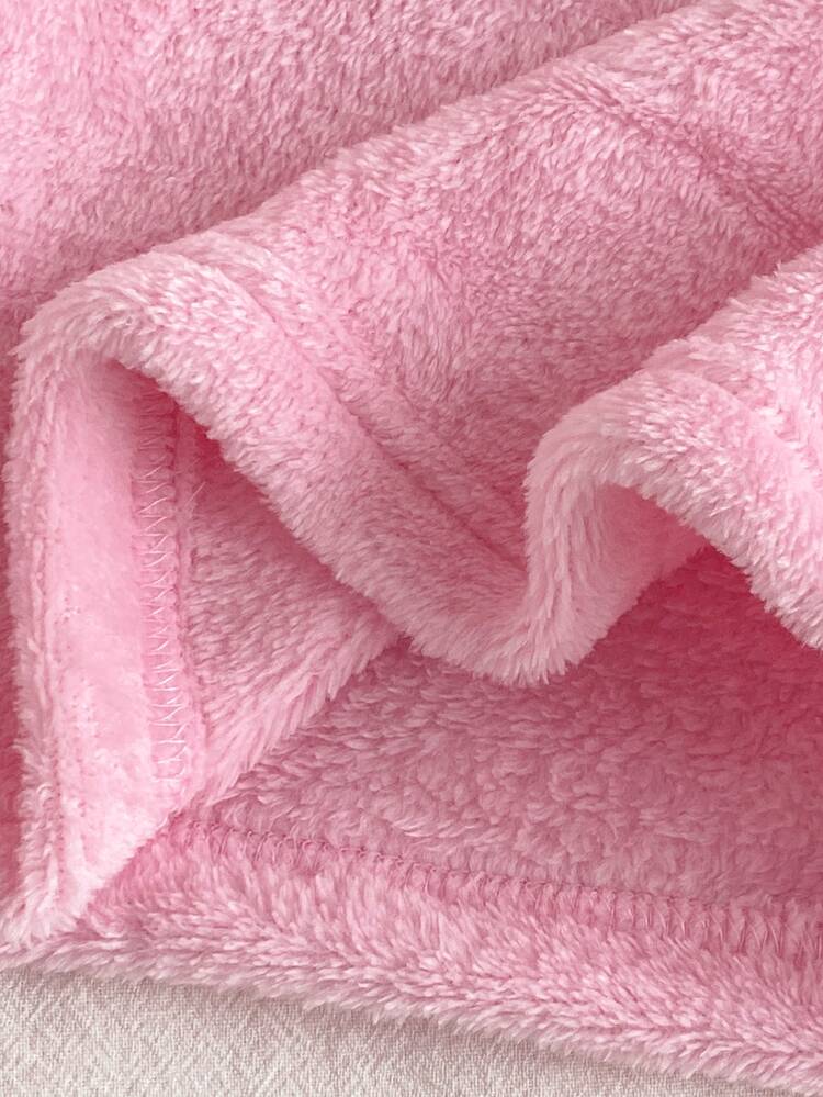 SHEIN 2pcs/Set Autumn/Winter Double-Sided Plush Baby Girl Cute Red Heart Embroidered Patch Pink Long Sleeve Top And Pink & White Patch Heart Print Thickened Long Pants, Fashionable Versatile Home Wear Outfit - Baby Pink - View 7