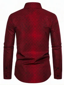 SHEIN Teen Boys Vintage Fashion Plaid Shirt - Burgundy - View 2