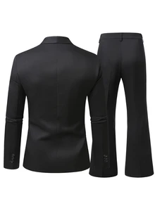 Manfinity AFTRDRK Men's Button Long Sleeve Suit And Pants Set Business - Black - View 2