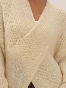 MUSEYN Cream Knit Wrap Detail Oversized Sweater Cosy Versatile Everyday Casual New Season Fall - Cream - View 6