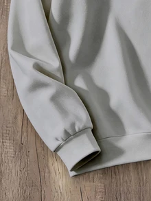 OldRiff 男士字母印花鈕扣半開襟長袖運動衫 - 淺灰色 - 查看 3