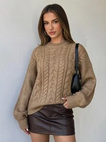 Aloruh Women Sweaters,Autumn,Winter - Khaki - View 8
