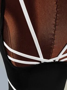 Amplova Women's Colorblock Patchwork Fashion Minimalist Sports Dress Tennis Daily Fashion Workout Gym Going Out Casual Sexy Black Backless Fitness Outdoor - Black and White - View 11