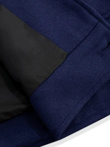 Manfinity Homme 男士時尚秋冬短款大衣 - 藏蓝色 - 查看 4