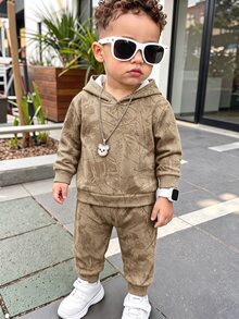 Baby Boys Infant Hooded Sweatshirt & Sweatpants Casual Comfortable Set - Multicolor - View 6