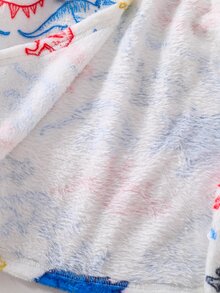 SHEIN Young Boy Autumn/Winter Plush Cartoon Dinosaur Print Pajama Robe - Multicolor - View 6