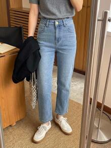 DAZY 女款修身優雅修身腿部休閒牛仔褲 - 淺色水洗藍 - 查看 2