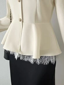 FRIFUL Women's V-Neck Casual Versatile Daily Outing Long Sleeve Jacket - White - View 4