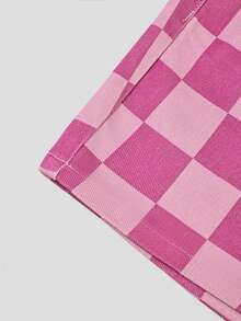 SHEIN MOD 女款棋盤格口袋休閒百搭牛仔裙 - 彩色 - 查看 4
